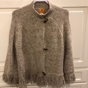 Cardigan with fringed hem